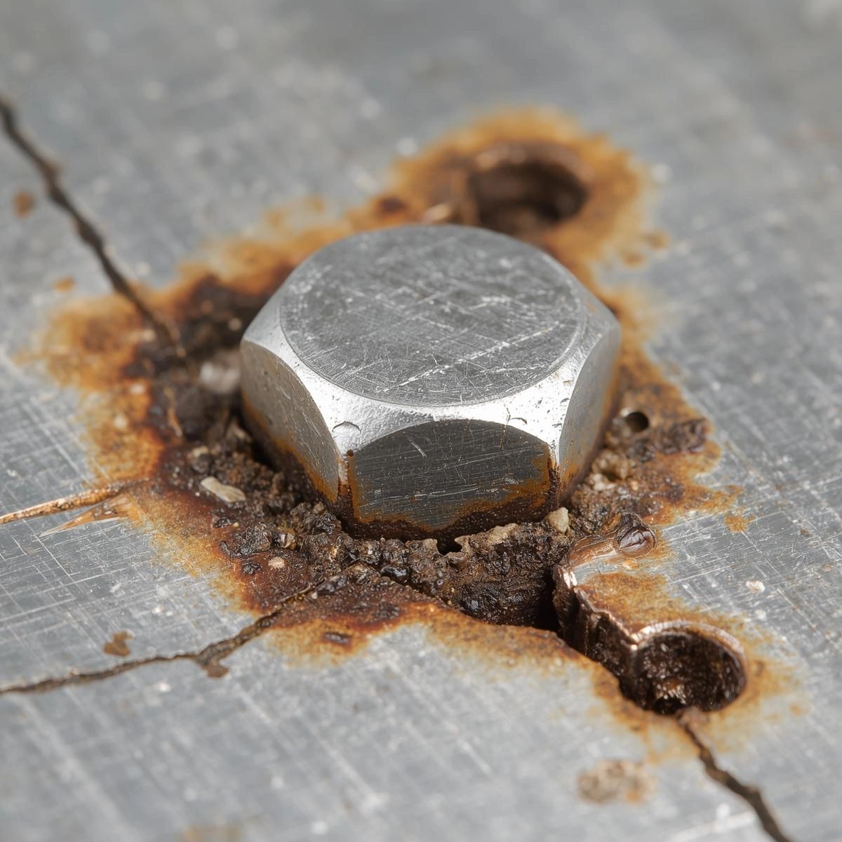 Corroded metal bolt industrial hardware